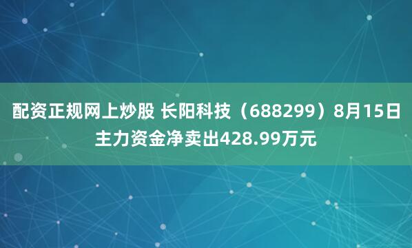 配资正规网上炒股 长阳科技（688299）8月15日主力资金净卖出428.99万元