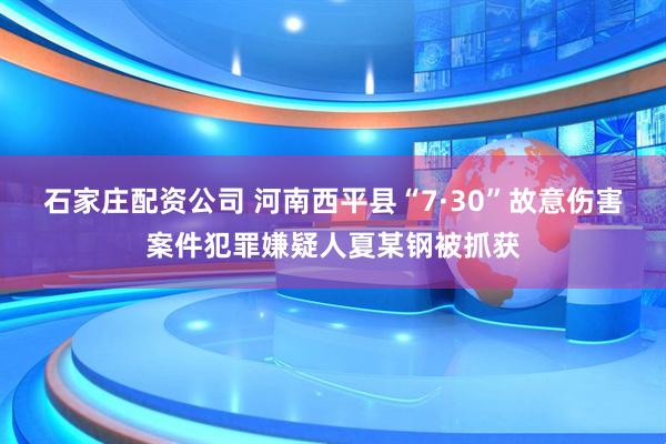石家庄配资公司 河南西平县“7·30”故意伤害案件犯罪嫌疑人夏某钢被抓获